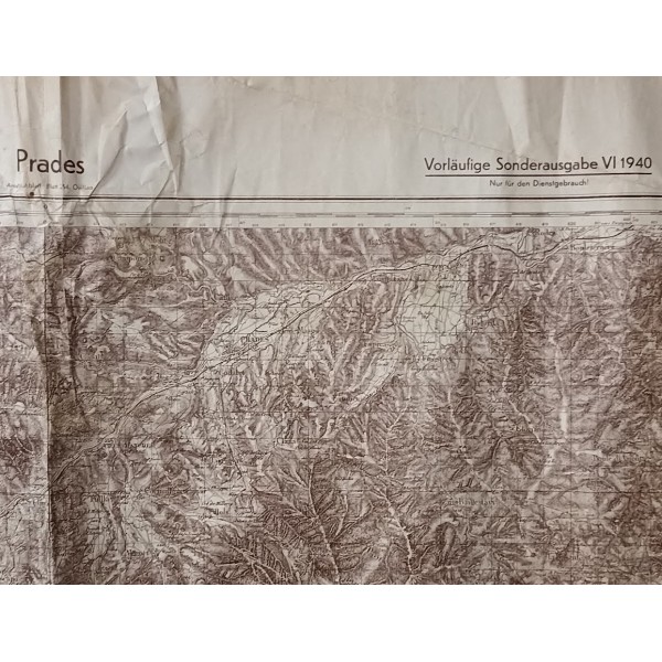 Carte double face Allemande Bordeaux Mérignac / Prades 1940 WW2