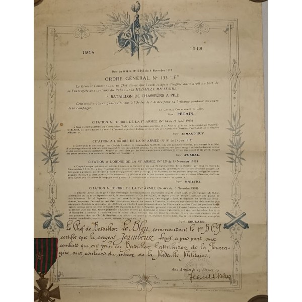 Souvenir Poilu du 144ème Régiment d'Infanterie guerre 14/18 campagne Maroc