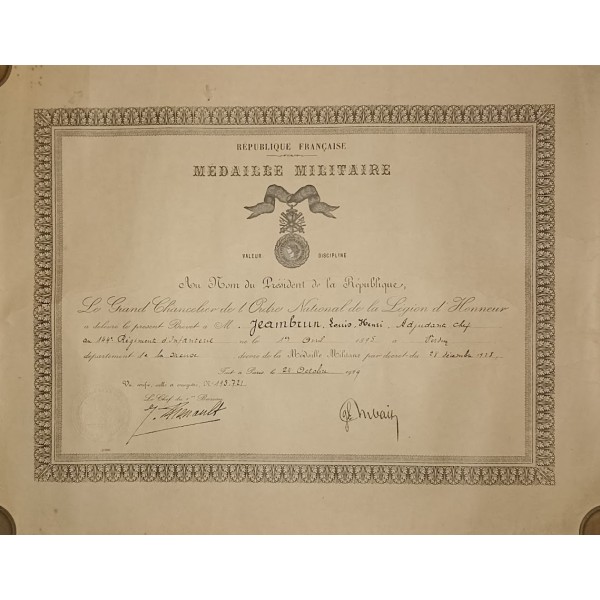 Souvenir Poilu du 144ème Régiment d'Infanterie guerre 14/18 campagne Maroc