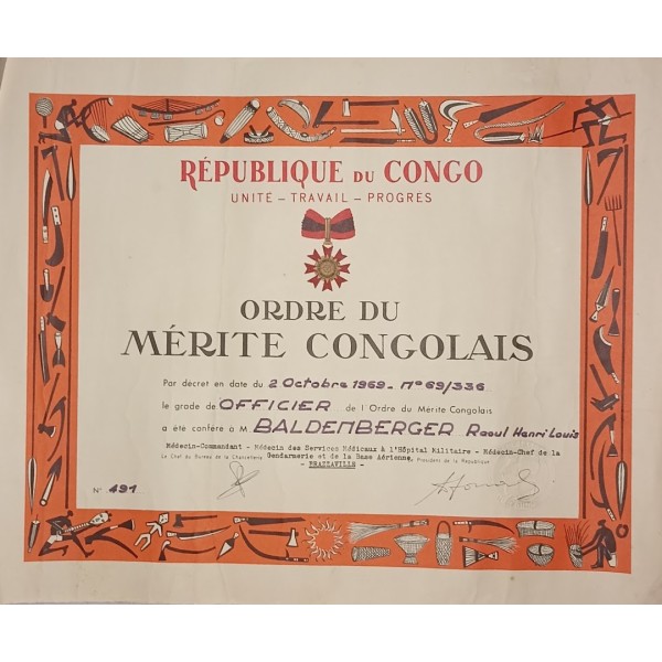 Diplômes Ordres et décorations Médecin Colonial en Chef
