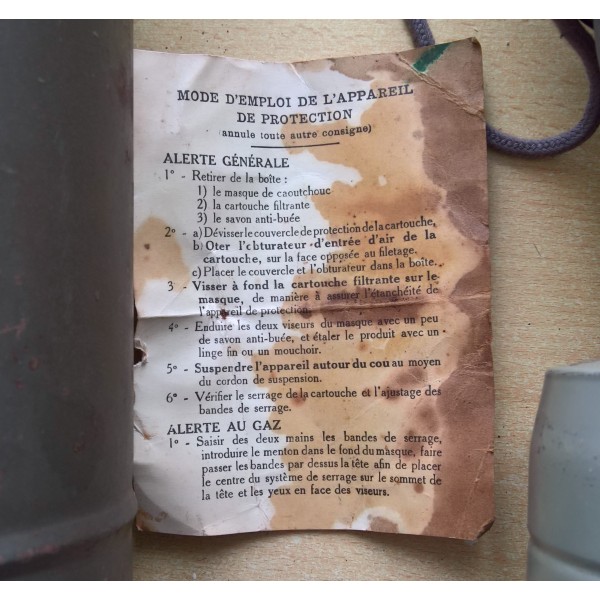 Masque à gaz Français DP défense passive WW2