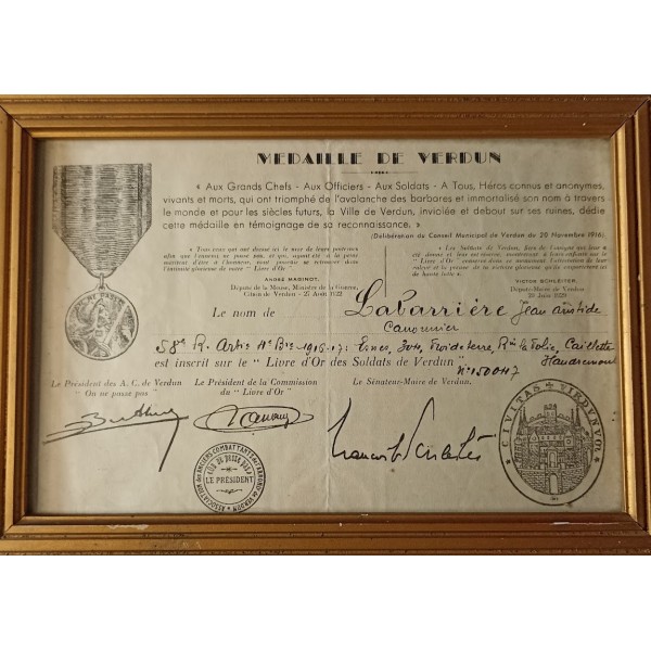 Diplômes Poilu 58ème...