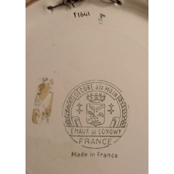 Plat émaux de LONGWY souvenir Libération COLMAR 44/45
