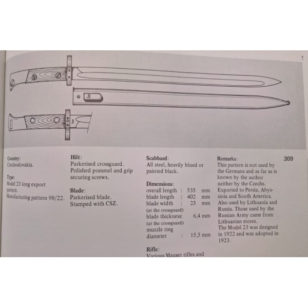Baïonnette Mauser Tchèque modèle 23, longue export