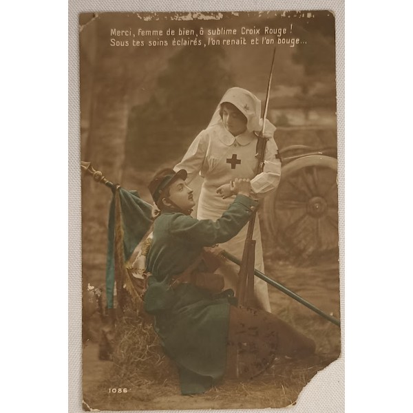 Carte postal poilu blessé...