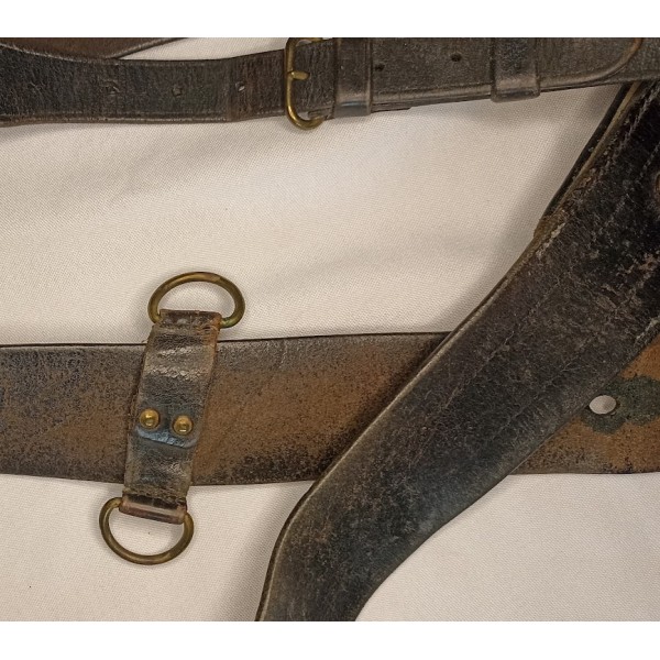 Ceinturon baudrier cuir vernis noir Gendarmerie France 40 WW2