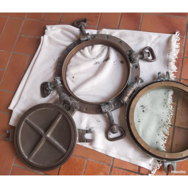 Cuirassier LE LENA hublot navire de guerre XIXème bronze