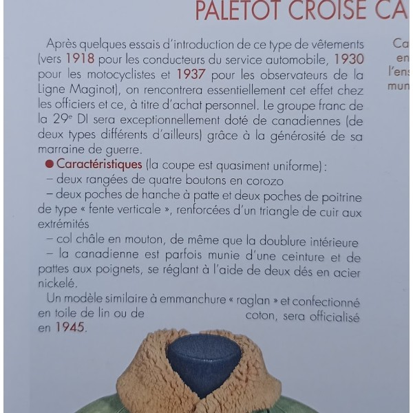 Canadienne paletot Officier et Motocycliste France 40 WW2 *