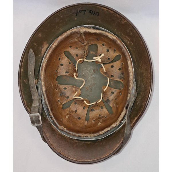 Casque Allemand modèle 1935 peinture granitée 2 insignes 1940 WW2