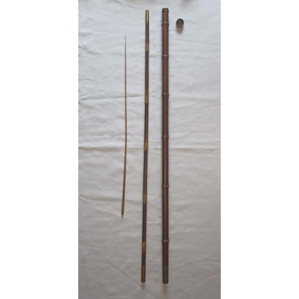 Rare canne bambou système canne à pêche XIXème