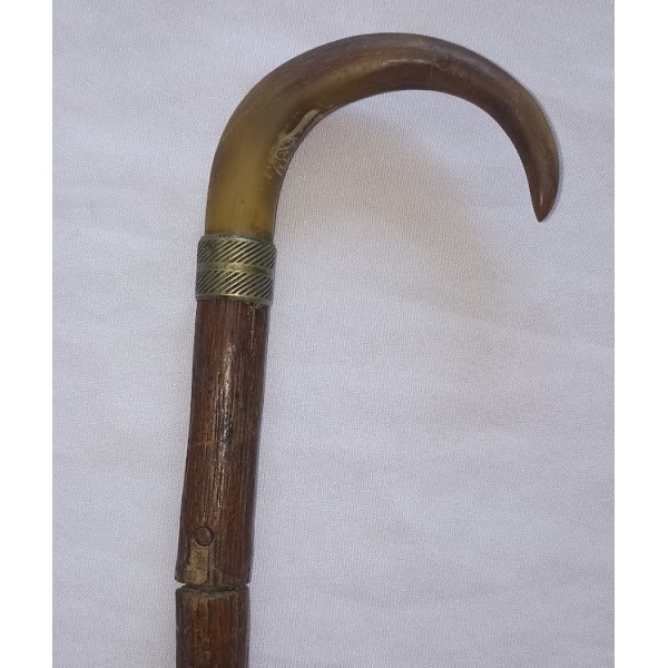Canne épée de défense poignée en corne vintage