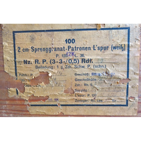 Caisse bois 2cm Flak, Luftwaffe Allemand WW2