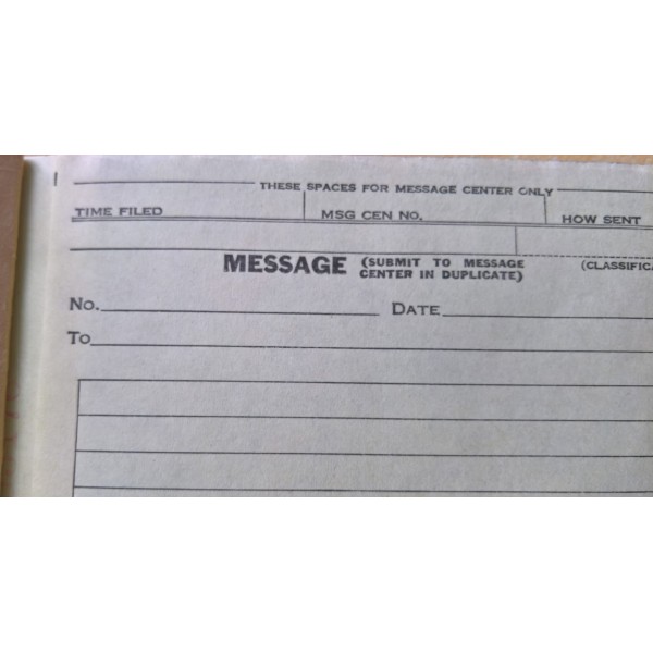 Carnet, livret US WW2 Message Book M-210 Signal Corps, U.S. Army