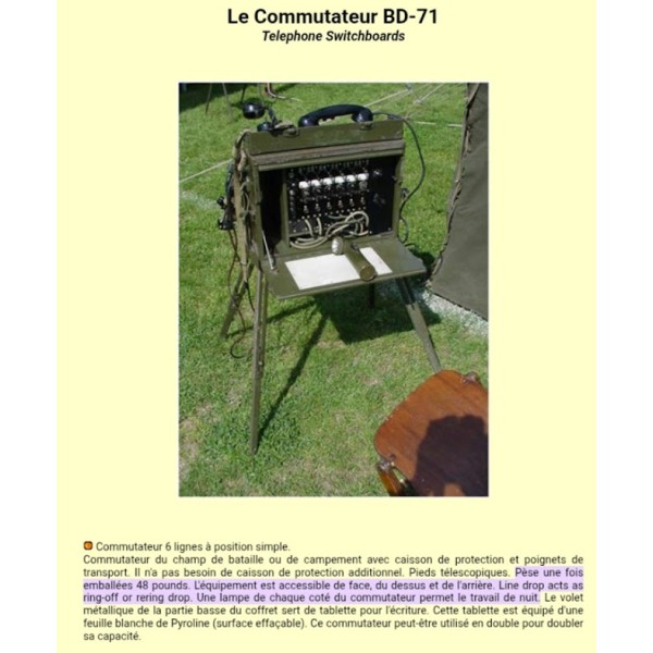 Central téléphonique BD-71 US ARMY Signal Corps 1942 WW2