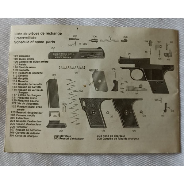 Petit pistolet automatique d'alarme 8mm à blanc vintage