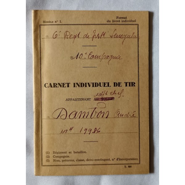 Carnet de Tir Adjudant Chef...