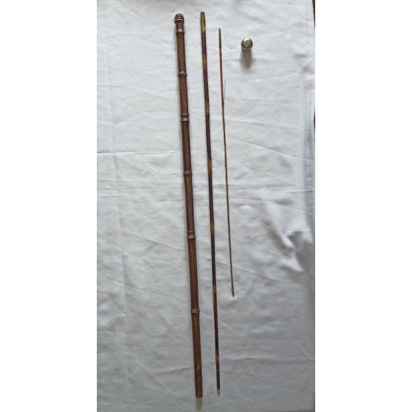 Canne bambou système canne à pêche 19ème rare