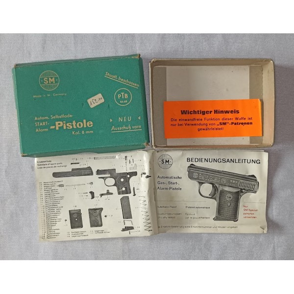 Petit pistolet automatique d'alarme SM 8mm à blanc vintage