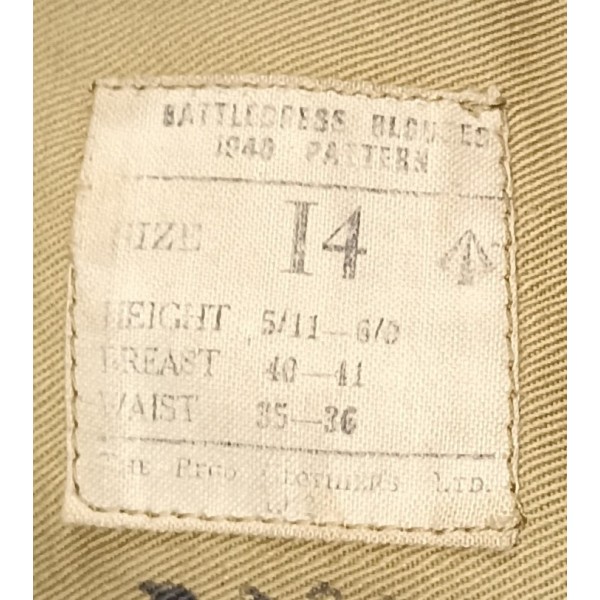 Blouson veste Battle Dress pattern 1940 COMMANDO n°2 WW2 *