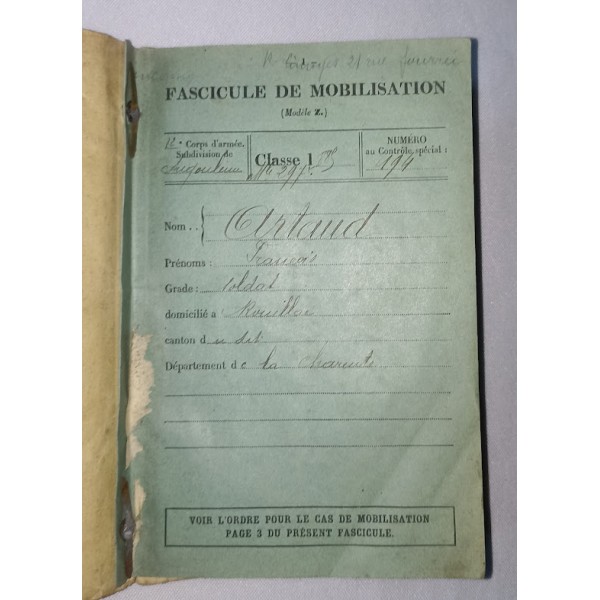 Livret militaire soldat...