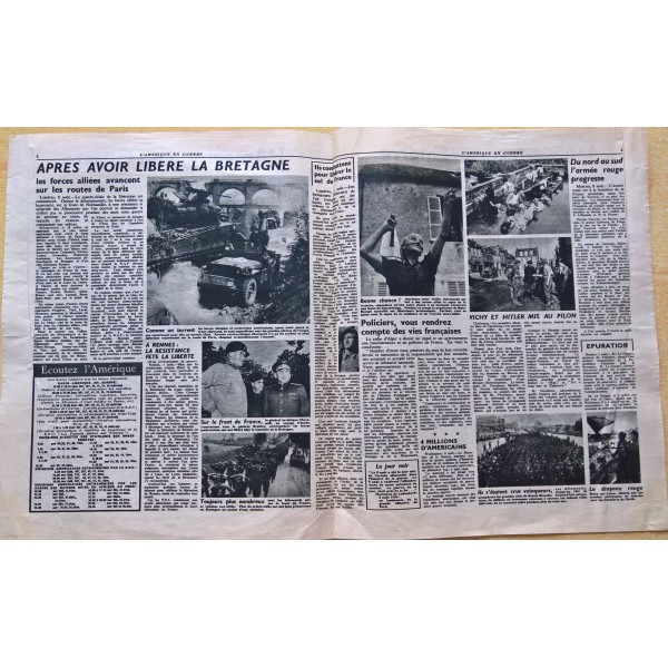 Journal L'Amérique en Guerre parachuté le 9 août 1944