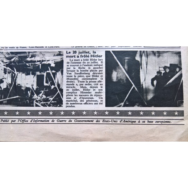 Journal L'Amérique en Guerre parachuté le 9 août 1944