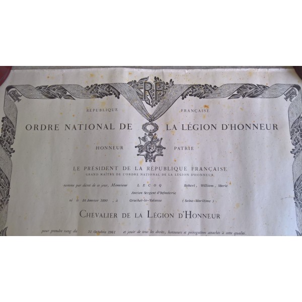 Diplôme Chevalier de La...