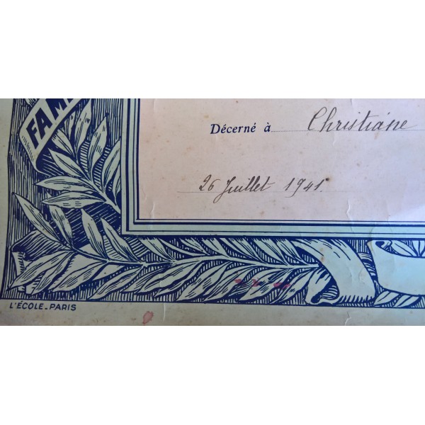 Diplôme de mérite 1940-1941 WW2