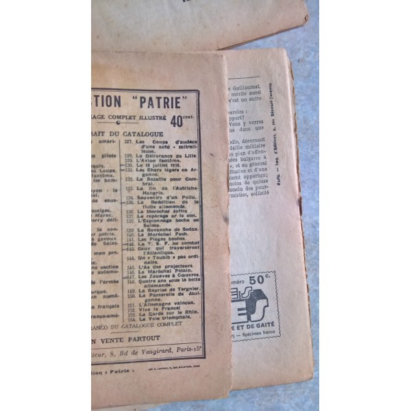 Lot de 14 romans de la collection"Patrie" WW1