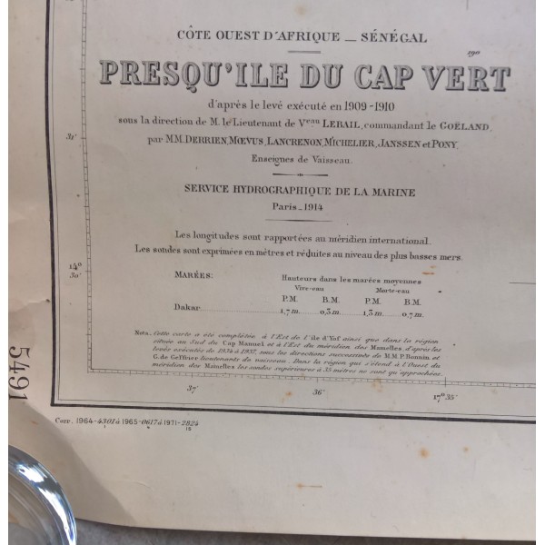 Ancienne carte maritime Presqu'île du Cap Vert