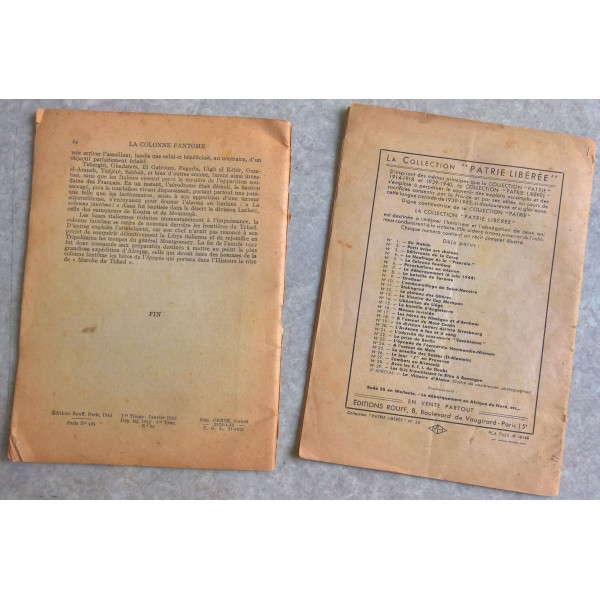 Lot de 2 romans de la collection "Patrie Libérée" WW2