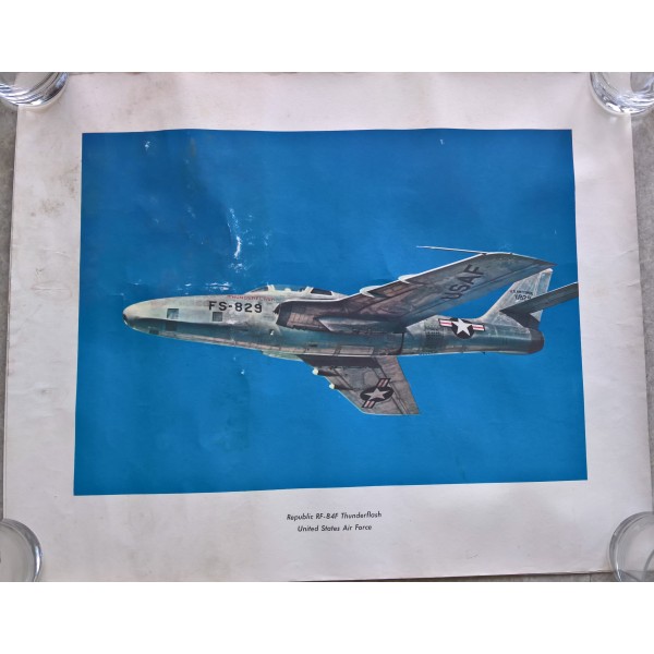 3 affiches, gravures, photos aériennes avions US USAF
