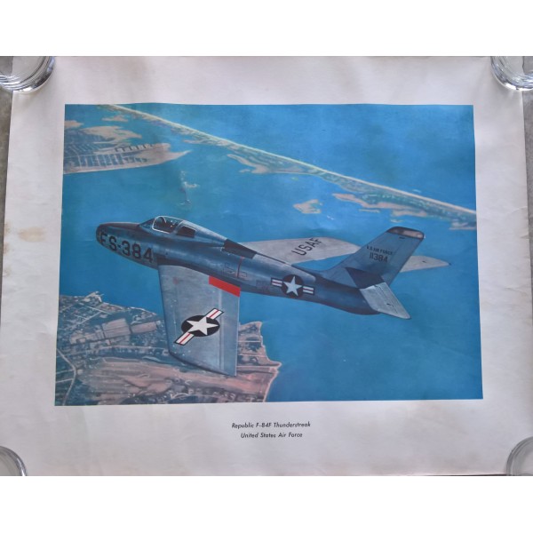 3 affiches, gravures, photos aériennes avions US USAF