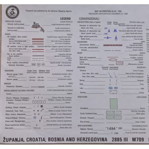 2 cartes état major Américaine Bosnie et Zupanja Croatie