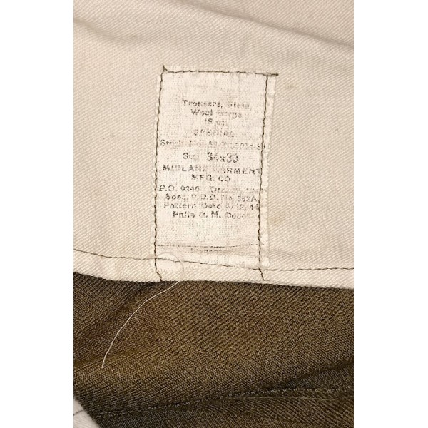 Pantalon moutard M-37 guerre US Army trousers serge wool 1941 WW2