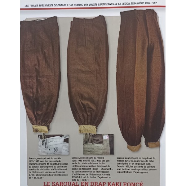 Saroual, sarouel modèle 1946 en drap kaki foncé Spahis Légion Etrangère portée