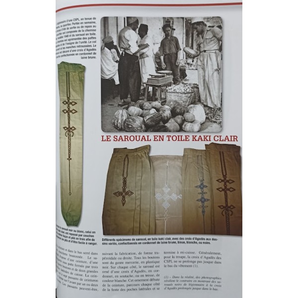 Saroual, sarouel troupes Saharienne et Légion portée en toile beige croix d'Agadès