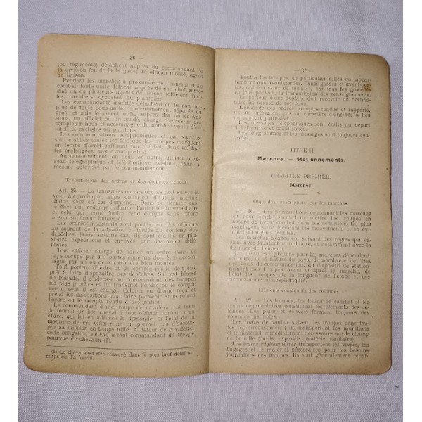 Manuel instructions militaire S/Off Infanterie en campagne 1914