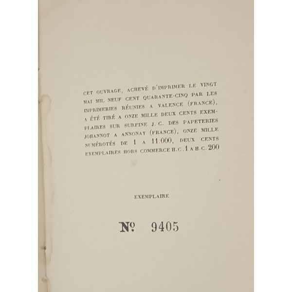 Livre édition original numéroté ARMISTICE à BORDEAUX de Jean Giraudoux 1945
