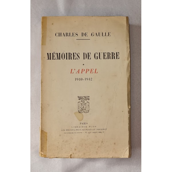 Mémoires livres Général Charles de Gaulle lot 1