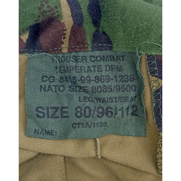 Pantalon de combat armée Anglaise camouflage DPM